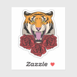 Tijger met Roos Sticker