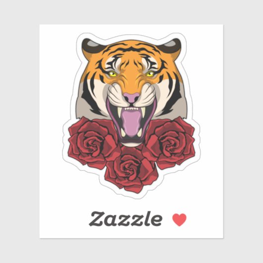 Tijger met Roos Sticker (Vel)