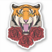 Tijger met Roos Sticker (Voorkant)