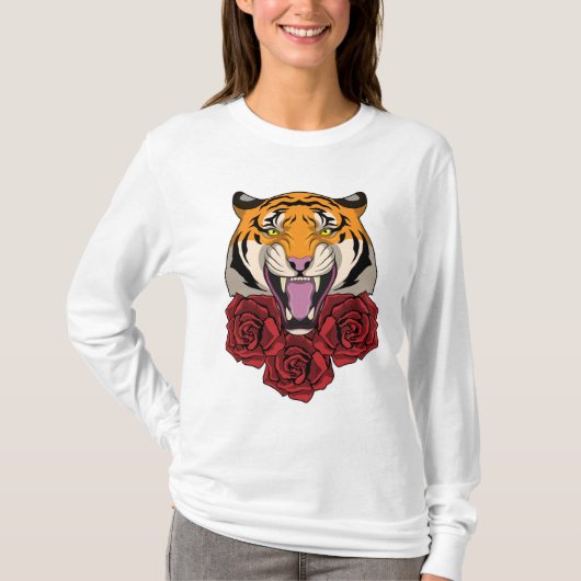 Tijger met Roos T-shirt (Voorkant)