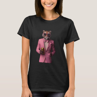 Tijger met roze pak en zonnebril t-shirt