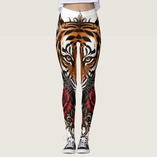 tijger met rozen leggings (Voorkant)