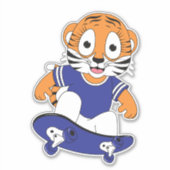 tijger met skateboard sticker (Voorkant)