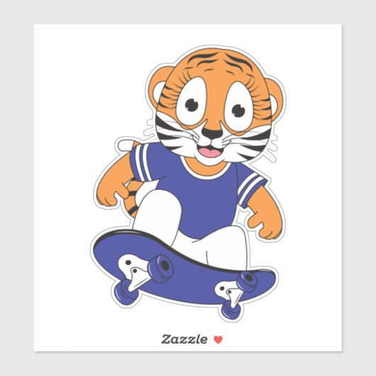 tijger met skateboard sticker (Vel)