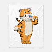 Tijger met tandenborstel fleece deken (Voorkant)