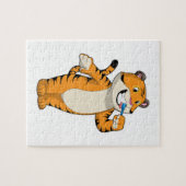 Tijger met tandenborstel legpuzzel (Horizontaal)