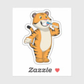 Tijger met tandenborstel sticker (Vel)