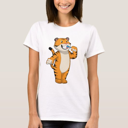 Tijger met tandenborstel t-shirt (Voorkant)
