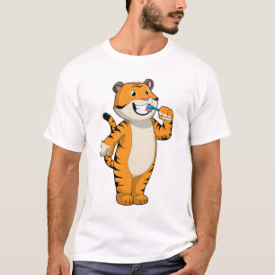 Tijger met tandenborstel t-shirt