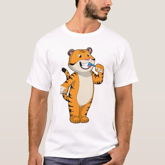 Tijger met tandenborstel t-shirt (Voorkant)