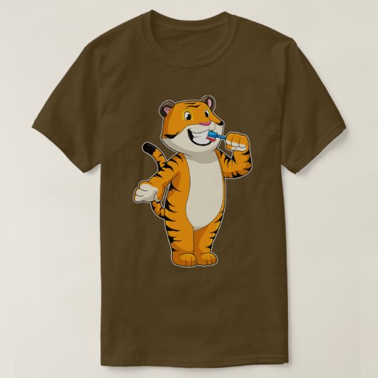 Tijger met tandenborstel t-shirt (Design voorkant)