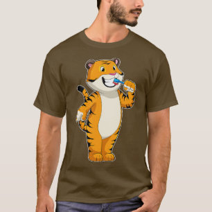 Tijger met tandenborstel t-shirt