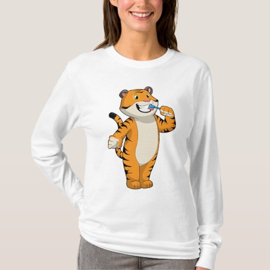 Tijger met tandenborstel t-shirt (Voorkant)