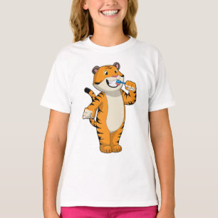 Tijger met tandenborstel t-shirt