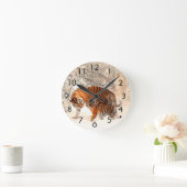 Tijger met tijgerkubus in sneeuwkuk ronde klok (Huis)