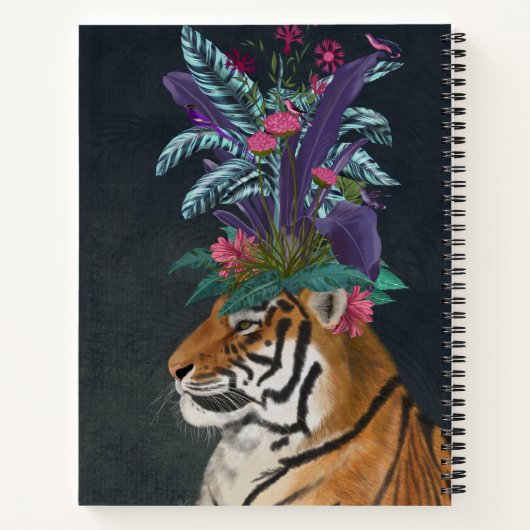 Tijger met tropisch kopstuk notitieboek (Achterkant)