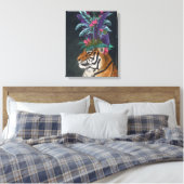 Tijger met tropische kop canvas afdruk (Insitu (Slaapkamer))