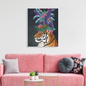 Tijger met tropische kop canvas afdruk (Insitu (Woonkamer))