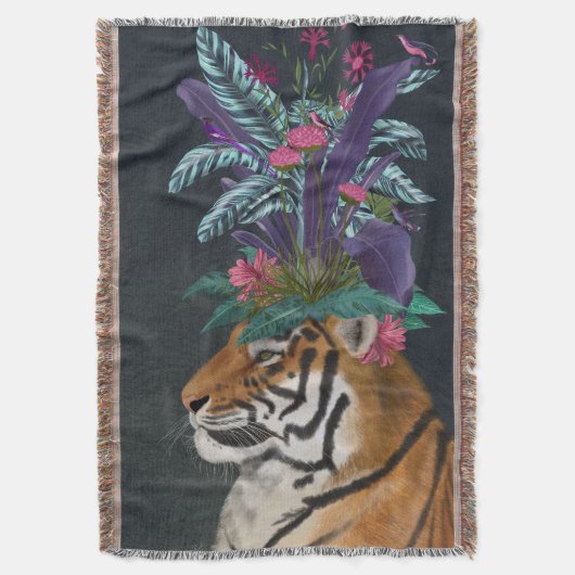 Tijger met tropische kop deken (Voorkant Verticaal)