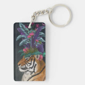 Tijger met tropische kop sleutelhanger (achterkant)
