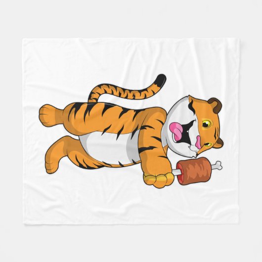 Tijger met vlees fleece deken (Voorkant (Horizontaal))