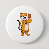 Tijger met vlees ronde button 7,6 cm (Voorkant)
