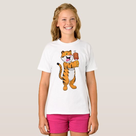 Tijger met vlees t-shirt (Voorkant volledig)