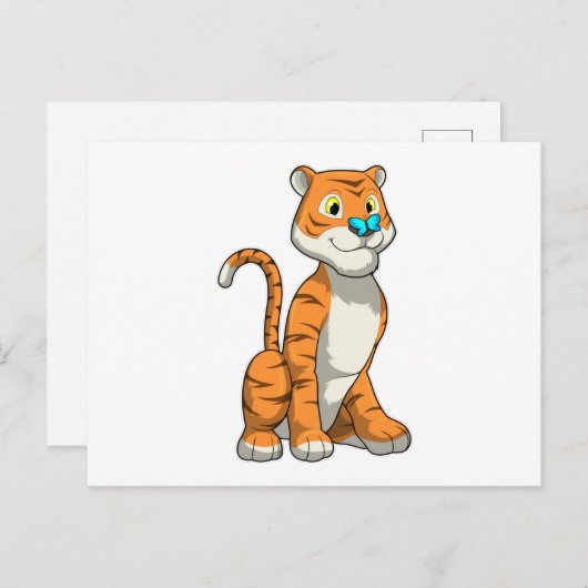 Tijger met vlinder briefkaart (Voorkant / Achterkant)