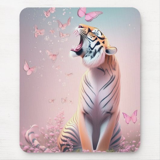 Tijger met vlinders muismat (Voorkant)