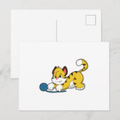 Tijger met wol garen bal briefkaart (Voorkant / Achterkant)