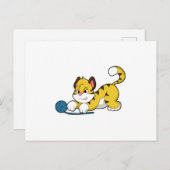 Tijger met wolgaren bal briefkaart (Voorkant / Achterkant)