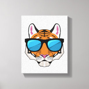 Tijger met zonnebril canvas afdruk