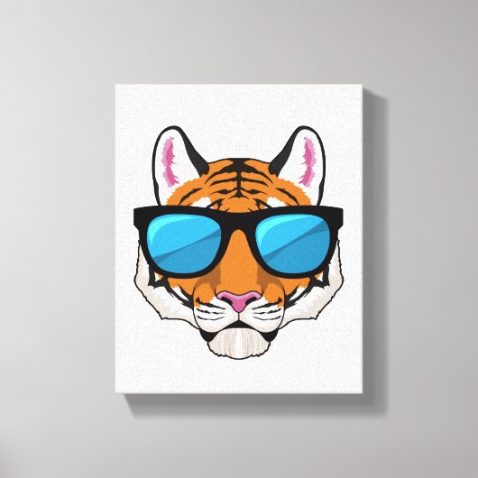 Tijger met zonnebril canvas afdruk (Voorkant)