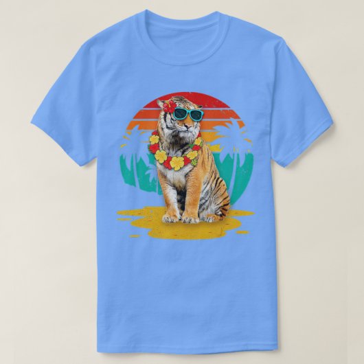  tijger met zonnebril Hawaii Summer Mannen T-shirt (Design voorkant)