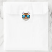 Tijger met zonnebril vierkante sticker (Tas)