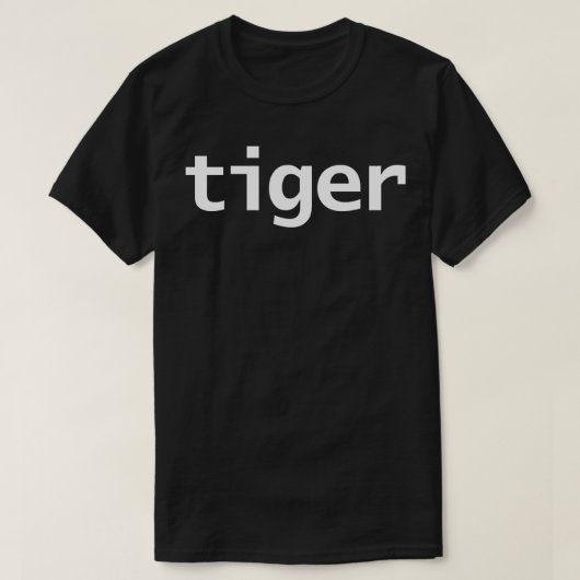 Tijger Minimale Typografie Witte Tekst T-shirt (Design voorkant)