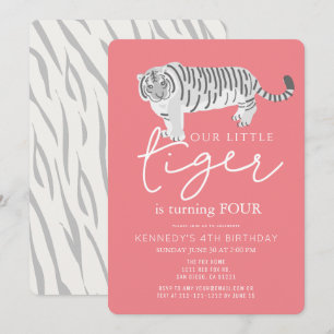 Tijger Modern Roze Kinderen Birthday Kaart