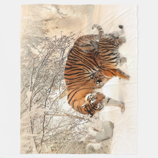 Tijger moeder en kubus aangepaste rugleuning, groo fleece deken (Voorkant)