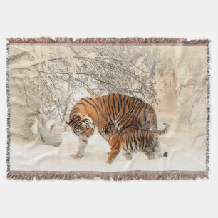 tijger moeder en mantel Throw Blanket Deken