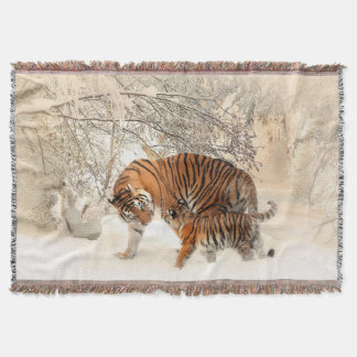 tijger moeder en mantel Throw Blanket Deken