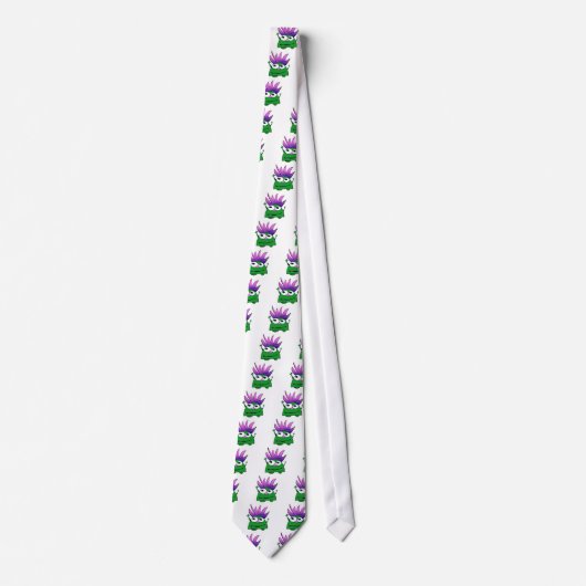 Tijger, Moppig Klein Groen Monster Stripfiguur Stropdas (Voorkant)