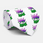 Tijger, Moppig Klein Groen Monster Stripfiguur Stropdas (Opgerold)