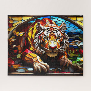 Tijger Mozaïek Glas in lood Jigsaw Puzzel