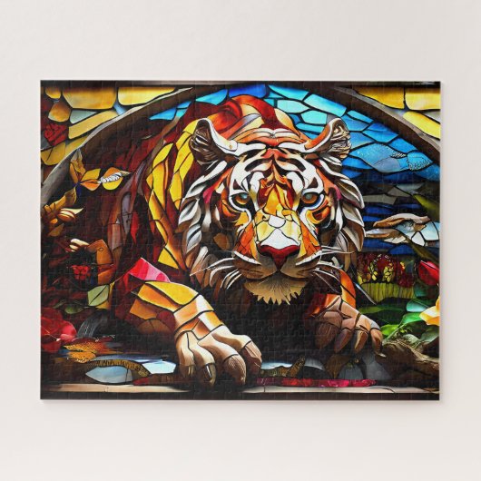 Tijger Mozaïek Glas in lood Jigsaw Puzzel (Horizontaal)