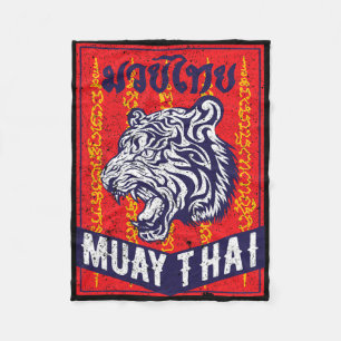 Tijger Muay Thai Kickboksen Mma Retro Trainingscad Fleece Deken
