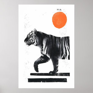 Tijger Muurkunst Minimalistische Inktstijl - Moder Poster