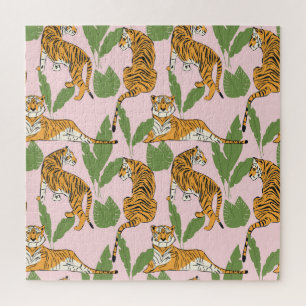Tijger Naadloos Patroon: Exotische Stijl Legpuzzel
