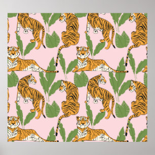 Tijger Naadloos Patroon: Exotische Stijl Poster