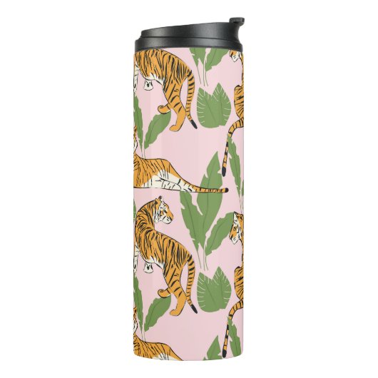 Tijger Naadloos Patroon: Exotische  Stijl Thermosbeker (Gedraaid links)