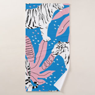 Tijger naadloos patroon, wilde dierenachtergrond, badhanddoek
